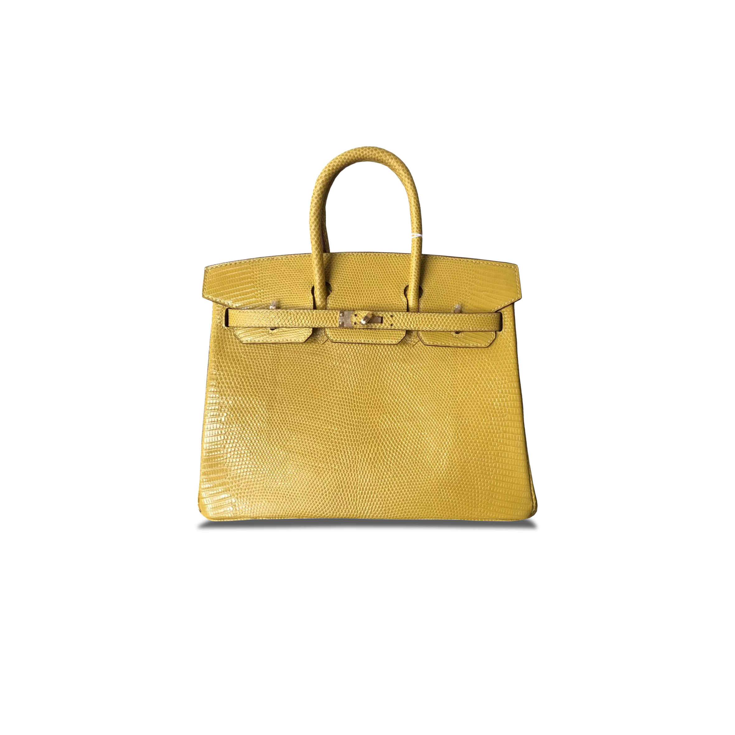 HERMÈS MASTER BIRKIN 25 LIZARD JAUNE DE NAPLES YELLOW BAG GOLD BUCKLE H028352CA05 (25*20*13cm)